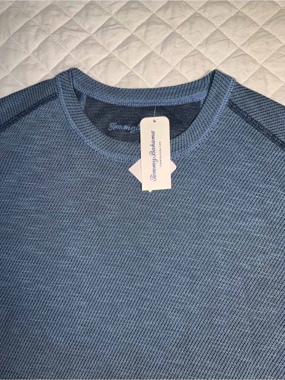 Southern Tide Men's Blue Textured Crewneck Sweater